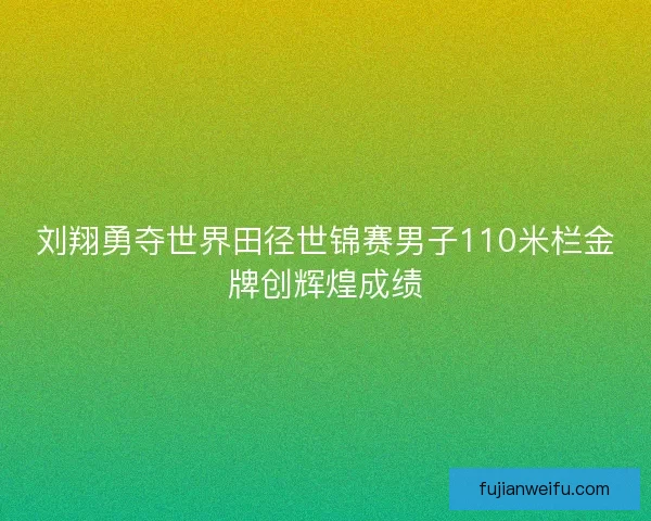 刘翔勇夺世界田径世锦赛男子110米栏金牌创辉煌成绩 刘翔勇夺世界田径世锦赛男子110米栏金牌创辉煌成绩