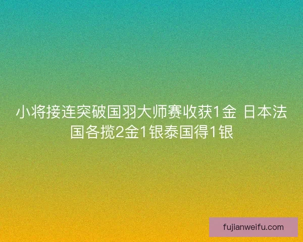 小将接连突破国羽大师赛收获1金 日本法国各揽2金1银泰国得1银
