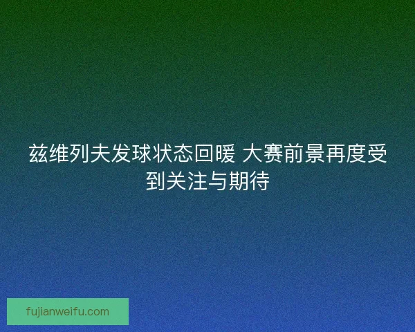 兹维列夫发球状态回暖 大赛前景再度受到关注与期待 兹维列夫发球状态回暖 大赛前景再度受到关注与期待